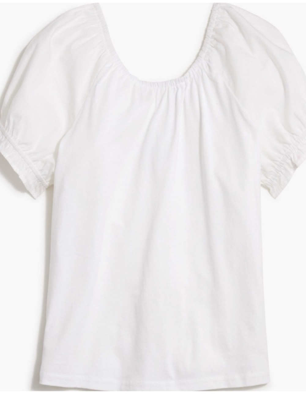 J. Crew White Scoop Neck Puff Sleeve Tee